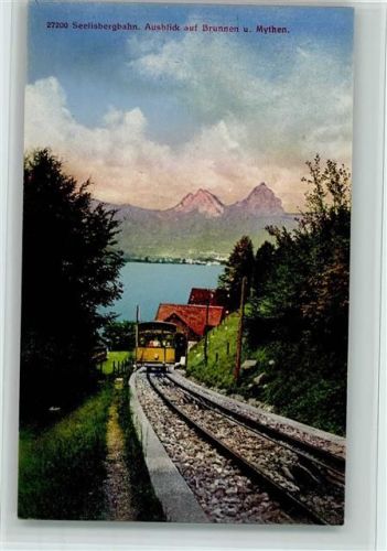 Seelisberg Seelisbergbahn Ausblick auf Brunnen und Mythen