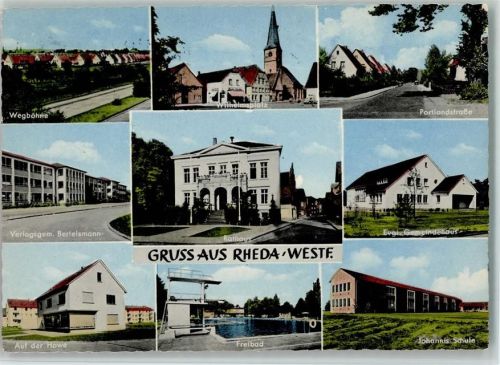 Rheda Wegböhme Verlagsgem. Bertelsmann Auf der Howe Freibad Sprungturm Rathaus Wilhelmsplatz Portlandstraße Evangel. Gemeindehaus Johannis-Schule Mehrfachaufnahme