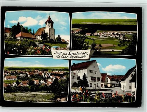 72227 W7271 Egenhausen , Württ - Ortsansichten Kirche Gasthaus Pension Adler 4-Bildaufnahme