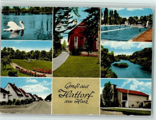 Hattorf Ortsansichten Freibad Kirche Park Schwan Mehrfachaufnahme