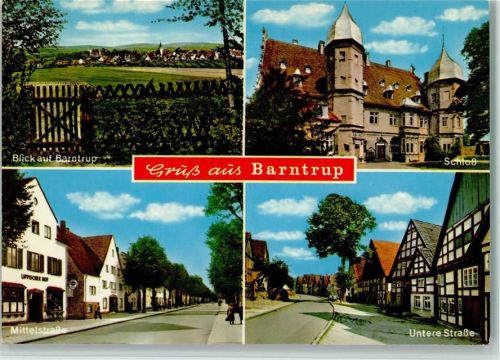 Barntrup Blick auf Barntrup Schloß Mittelstraße Lippischer Hof Untere Straße Fachwerkhäuser 4-Bildaufnahme