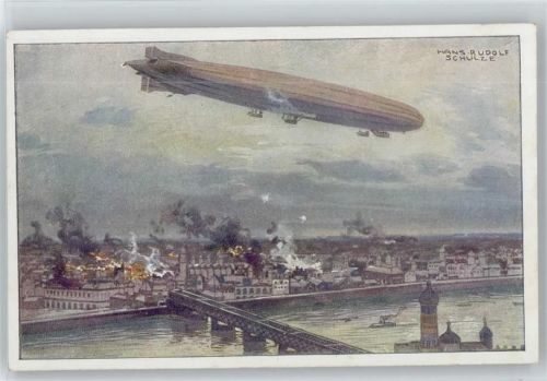WK I Zeppelin "Schütter-Lanz" Warschau bombardierend Schulze, H. R.