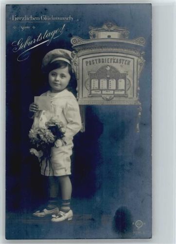 Geburtstag - Kind mit Brief - 1910 Foto AK