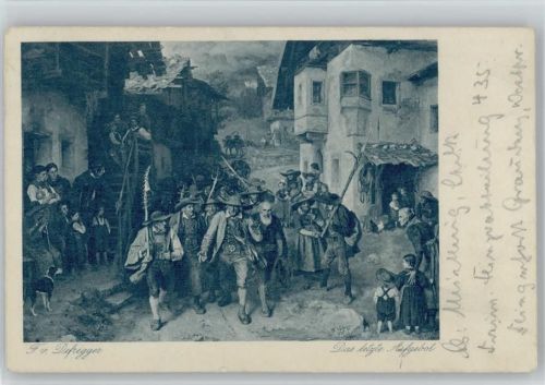 Das letzte Aufgebot - Bauern ziehen in den Krieg - Militär von 1918 - Tirol Defregger, F. von 1919 Künstlerkarte