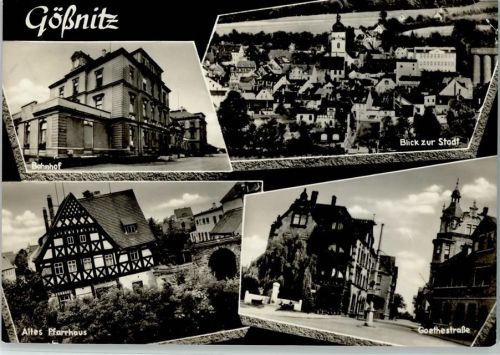 Gößnitz Bahnhof Blick zur Stadt Altes Pfarrhaus Fachwerkhaus Goethestraße 4-Bildaufnahme