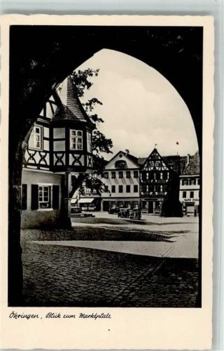 Öhringen Blick zum Marktplatz Fachwerkhäuser