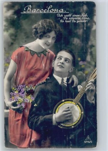 1927 Serie 5715-5 - Barcelona "Ich will einen Kuß--- Liebespaar - Banjo