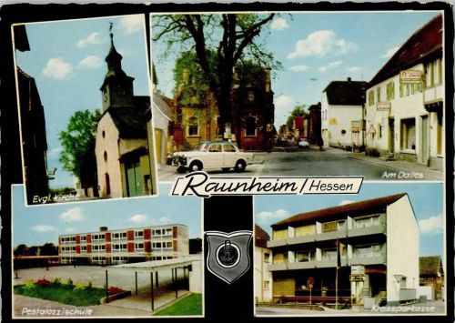 Raunheim Evangel. Kirche Am Dalles Pestalozzischule Kreissparkasse 4-Bildaufnahme