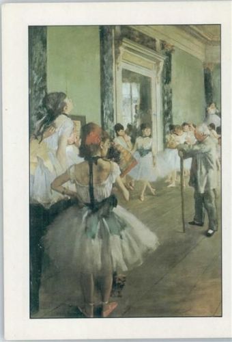 sign Degas "Die Tanzklasse" Mädchen üben Ballett Künstlerkarte