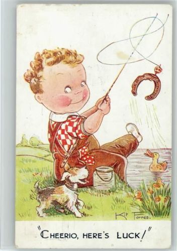 Fischen - Angeln - Künstler sign Kit Forres - 1948 AK