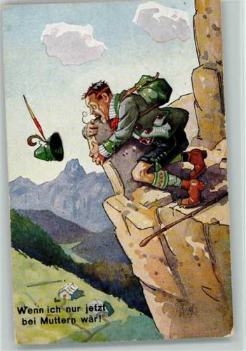 Angst - Wenn ich nur bei Muttern wär - Bergsteiger 1925 AK