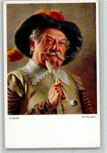 Gemälde von Binder - Der Raucher AK