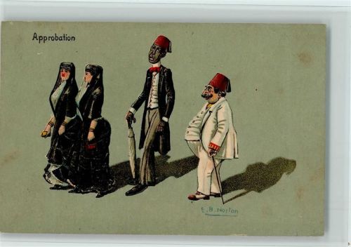 Approbation - Frauen verschleiert dahinter die Ehemännder - sign E.B. Norton