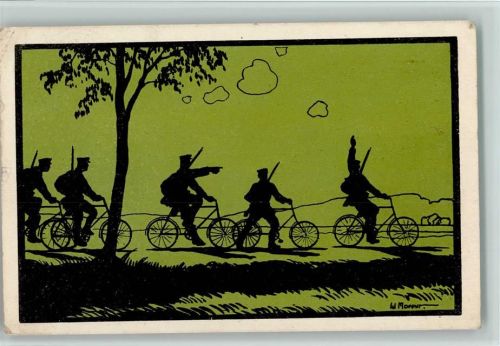 Schattenbild - Soldaten auf Rädern , signiert