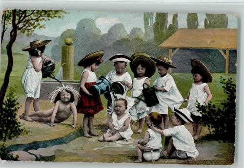 Serie 405 - Babys mit Gießkanne begießen ca 1904 AK