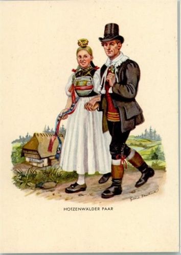Hotzenwälder Paar , Badische Volkstrachten sign Skarbina Skarbina, H.