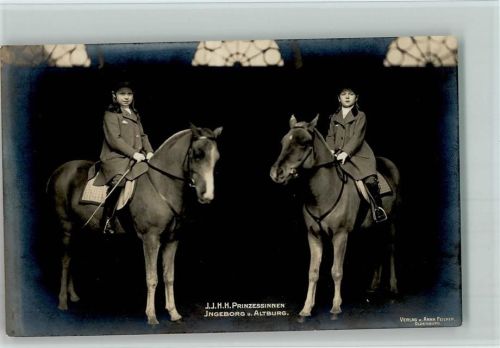 Oldenburg - Prinzessinnen auf dem Pferd - Ingeborg u. Altburg AK Adel Foto AK