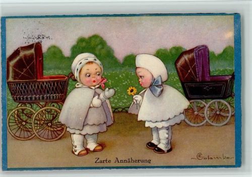 Kinder mit einem Kinderwagen