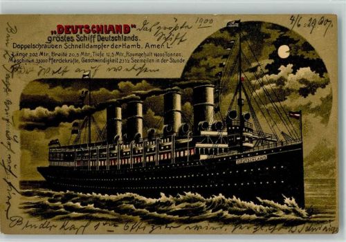 Schiff Deutschland Hapag litho Mondschein 1900 AK