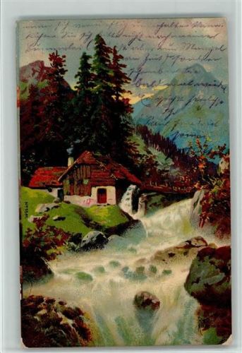 Nr. 1541 Die Berge - tosender Wasserfall 1909 AK