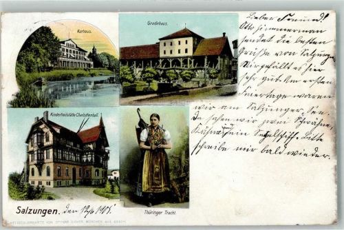 Bad Salzungen 1905 Kurhaus Gradirhaus Kinderheilstätte Charlottenhall Thüringer Tracht