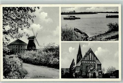 Dörverden Windmühle Kirche Weserufer