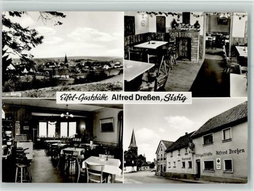 Sistig 1965 Eifel Gasthaus Alfred Dreßen mit Innenansicht, Musikbox, sehr gute Erhaltung AK