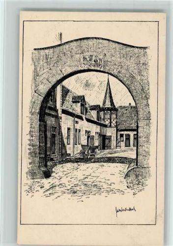 Lauterbach Burgtor Federzeichnung sign. Karl Winkel