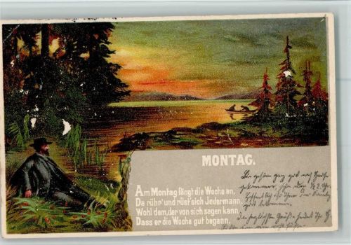 1901 Montag u. Gedicht, Sonnenuntergang AK Schürfstellen