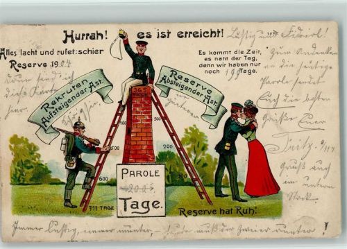 Soldatenlitho - Soldat auf einem Schornstein aufsteigend-absteigend
