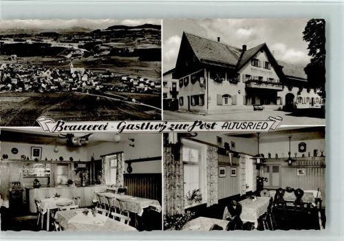 Altusried 1958 Brauerei - Gasthof zur Post mit Innenansichten, gute Erhaltung AK