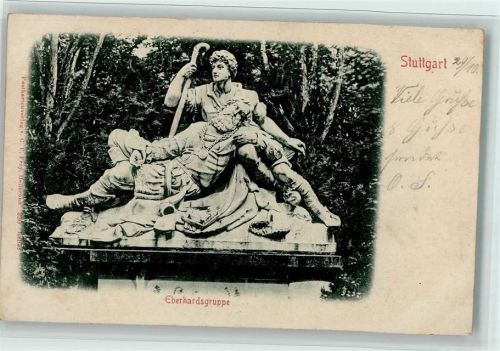 Stuttgart 1899 Reliefdruck Eberhardsgruppe