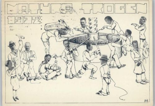 1932 Fotomontage - Studentenköpfe auf gezeichnete Körper gesetzt -1932 Karikatur sign HH