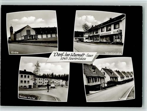 Dorf 1967 Kirche , Kreissparkasse, Schachtstraße, Rosenstraße, gute Erhaltung AK