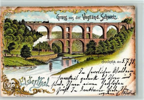 08543 O9903 Jocketa 1898 - Elsterthal Eisenbahn-Viadukt Dampflokomotive Vogtländ. Schweiz