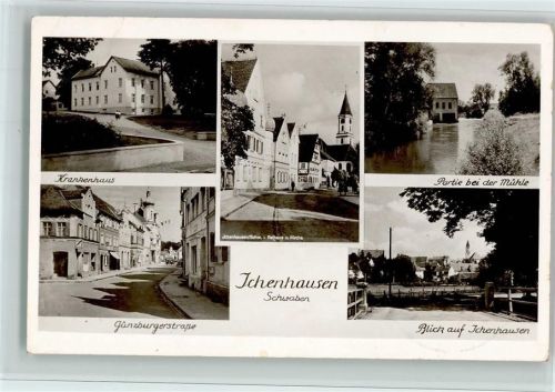 Ichenhausen 1955 Krankenhaus, Straßenpartien, gute Erhaltung AK