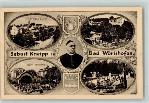 Bad Wörishofen 1937 Sebastian Kneipp , Wassertreten, Kurkonzert, gute Erhaltung AK