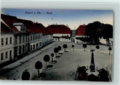 Belgern 1918 Markt, Kriegerdenkmal, gute Erhaltung AK