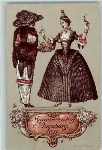 Augsburg 1911 Margaretentag 1911, Mode, 2 Eckknicke AK