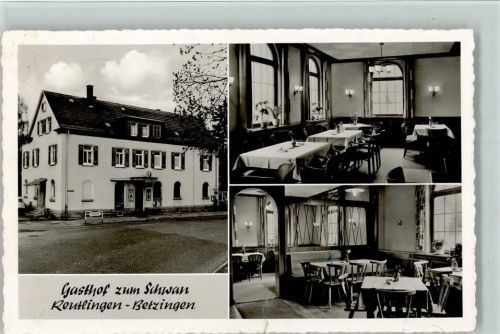 Betzingen 1960 Gasthof zum Schwan mit Innenansicht, Landpoststempel, Foto AK