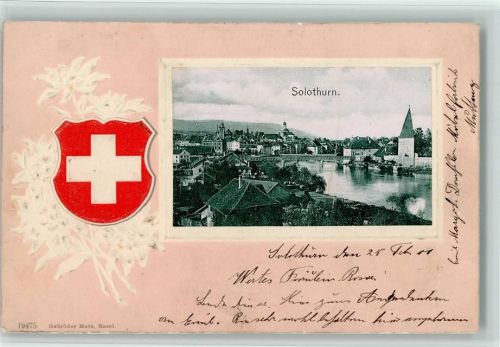 Solothurn 1901 Edelweiss Lithographie/Prägedruck