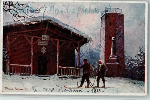 Nr. 287 - sign Franz Schmidt - Winter , Aussichtsturm, Berghütte