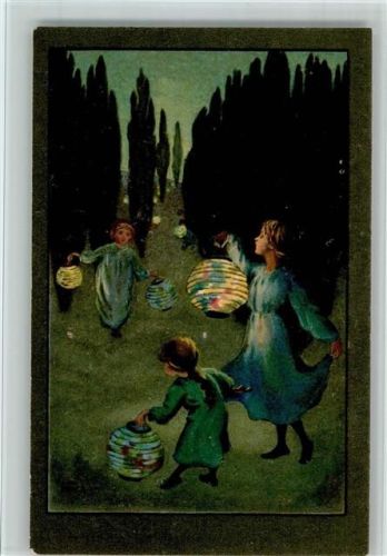 Munk 705 - Kinder mit Lampions , gute Erhaltung Lampion Lithographie / Künstlerkarte