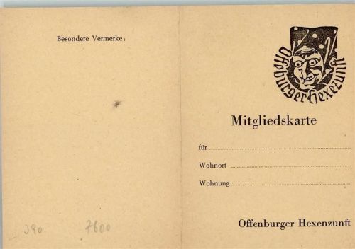 Offenburg Offenburger Hexenzunft - Mitgliedskarte