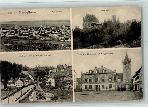 Mindelheim 1917 Burg, Panorama, Katharinenbergmit Mayenbad AK gute Erhaltung