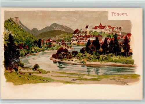 W8958 Füssen Lithographie sign Strützel, O.