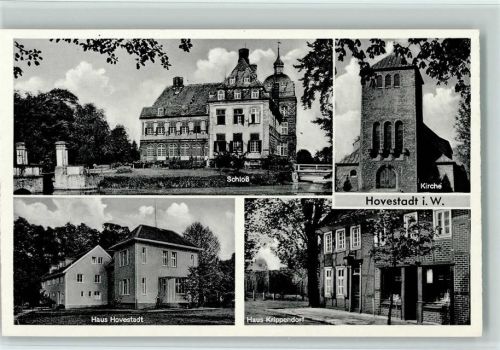 59510 W4775 Hovestadt - Schloß Kirche Haus Hovestadt Haus Krippendorf 4-Bildaufnahme