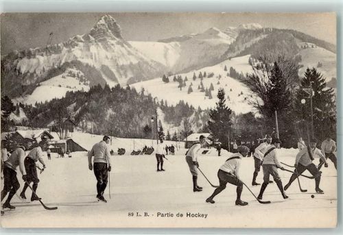 Vevey Partie de Hockey Winter Schlittschuhe Ort lt. Stempel Eishockey 1907