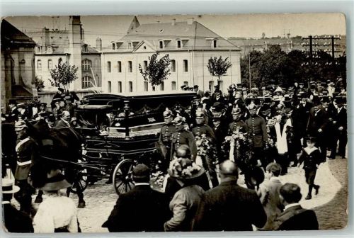 Thann 1914 Begräbnis Kutsche Sarg Soldaten Uniform Pickelhaube Blumen