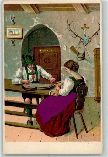 1902 Prägedruck Bauernstube Lithographie AK